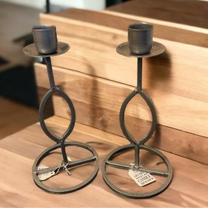Set of Brite Lite Wrought Iron Art Deco Candle Holders NWT
